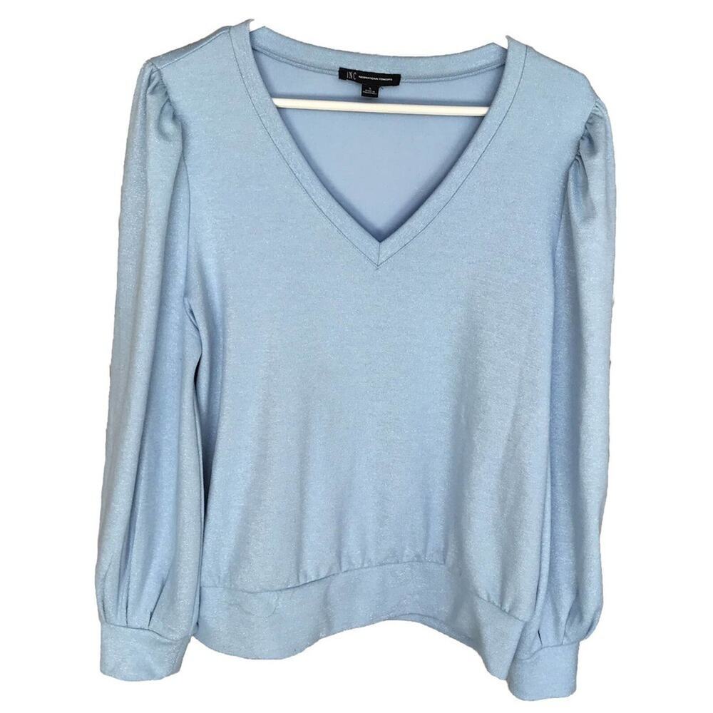 INC International Concepts Sweater Baby Blue SzL V Neck Cuffs NWT MSRP $59.00